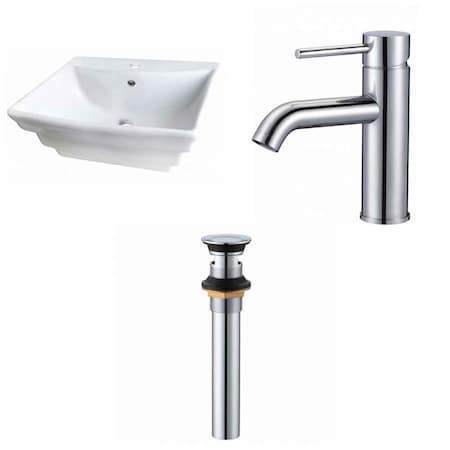 19.75-in. W Above Counter White Vessel Set For 1 Hole Center Faucet